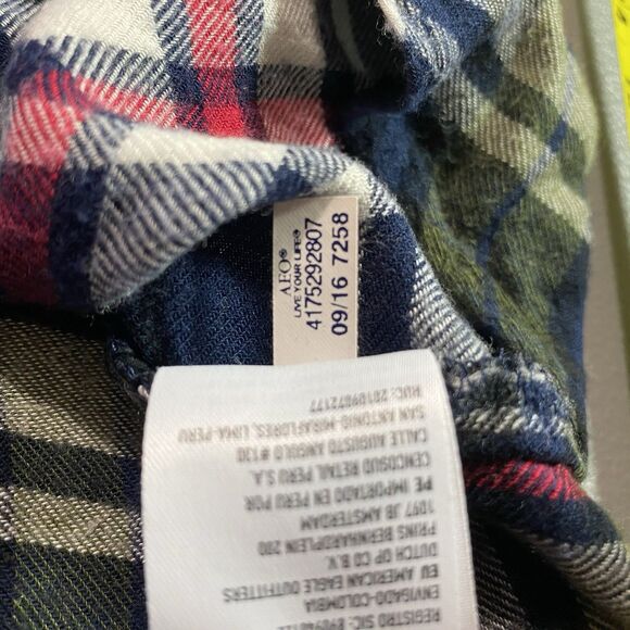 AMERICAN EAGLE Boyfriend Plaid Flannel Shirt Ahh-Mazingly Soft Womens M Blue - Picture 11 of 13